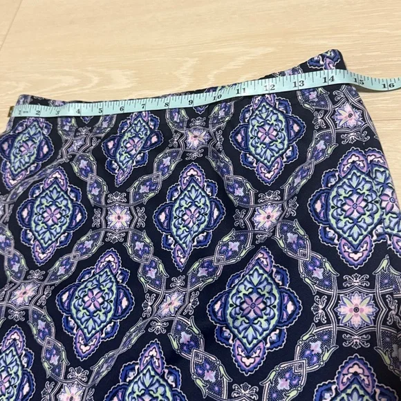 Talbots Blue and Pink Patterened A-Line Skirt - Picture 4 of 6